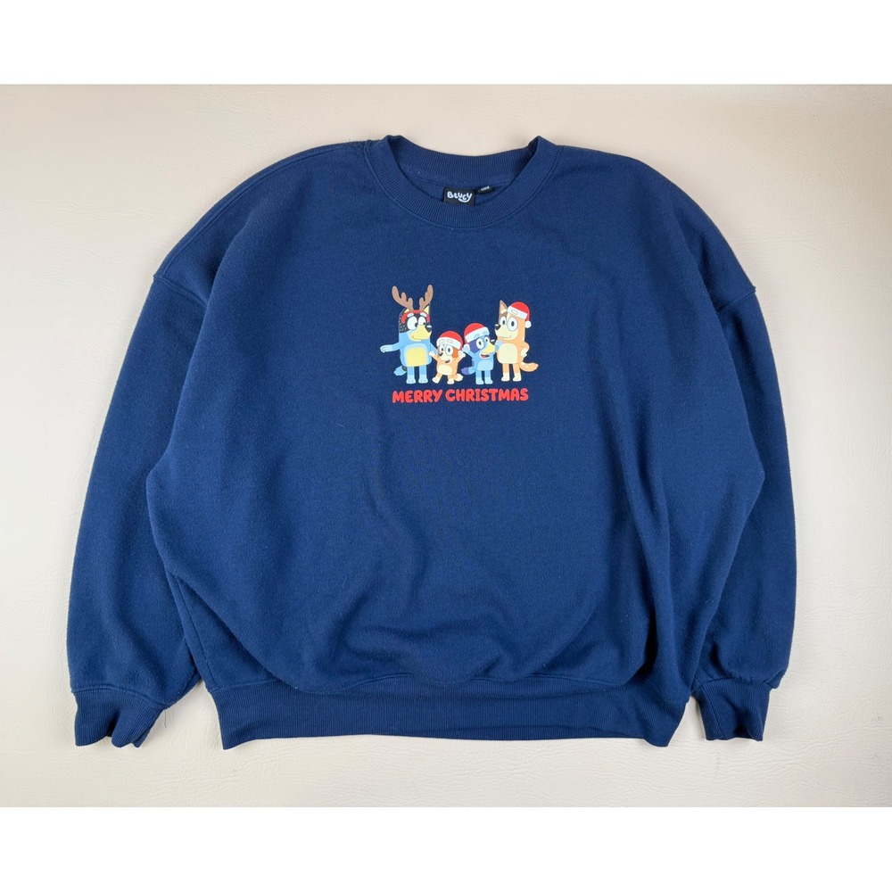 Christmas Holiday Sweatshirt Fleece Bluey Heeler Family Navy XL Bluey